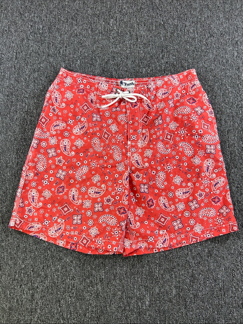 Trunk Surf & Swim Co Men’s XL Red Paisley Swim Trunks Board Shorts